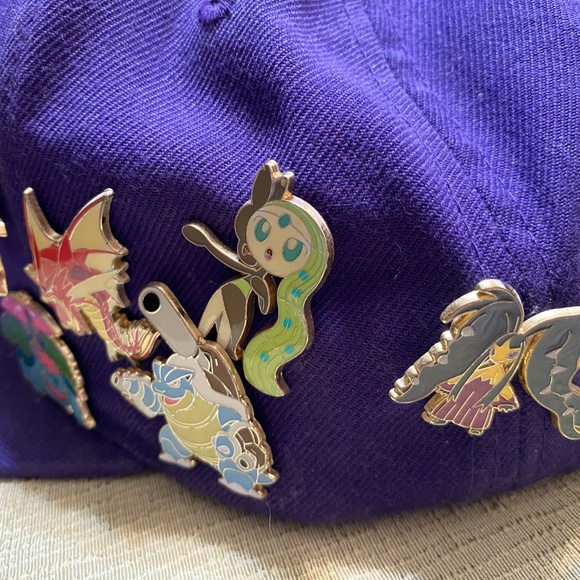 Pokemon Dope purple adjustable ball cap 16 Pokemon pins - Picture 4 of 6